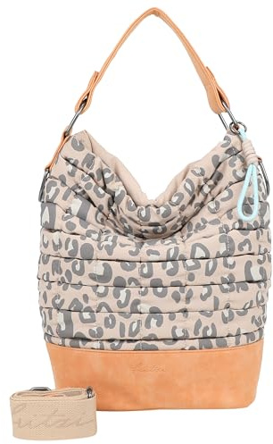 Fritzi Olga Limited Leo Bubble Hobo Bag Schultertasche Vegan Nylon Damen Handtasche Alltag Reisen mit Magnetverschluss verstellbarem Schulterriemen 37 x 27 x 17 cm – Braun, Blau, Anthrazit