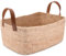 Decorasian Körbe für Regal mit Lederhenkel – Regalkorb aus Jute - stilvoller Aufbewahrungskorb für Bad, Kinderzimmer & Schlafzimmer - Größe M