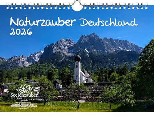 Naturzauber Deutschland DIN A4 Kalender für 2026 Natur Landschaft - Geschenkset Inhalt: 1x Kalender, 1x Weihnachtsanhänger (insgesamt 2 Teile)
