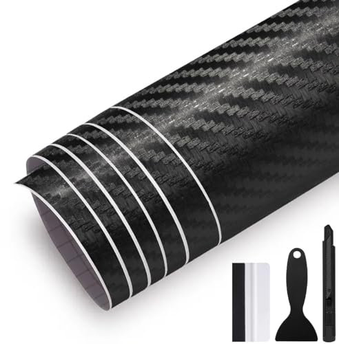 GRTHTATI 50cm x 150cm 3D Carbon Folie Autofolie Blasenfrei mit Luftkanälen Klebefolie Auto Außen Wrapping Folie Innenraum für Motorrad, Bike, DIY (3D Karbon, 50cm x 150cm)