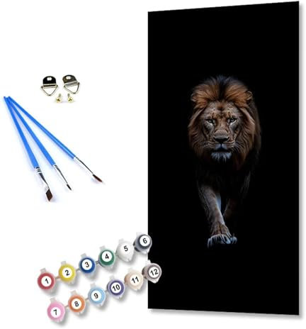 Pintura por Números para Adultos Animal Pintar por Numeros Niños Principiantes León, DIY Kit de Pintura al óleo de Lienzo con Pinceles, Paint by Numbers Pigmento Acrílico, Mujer Regalo 120x50cm S-871