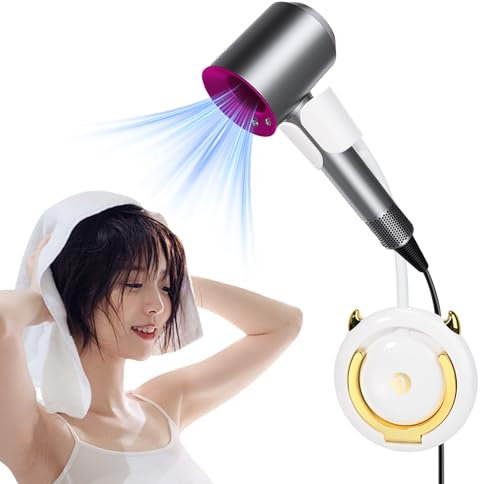 LIFVCNT Handsfree - Supporto per asciugacapelli, senza foratura, supporto per asciugacapelli, supporto per asciugacapelli, regolazione di rotazione a 360°, forte capacità di carico