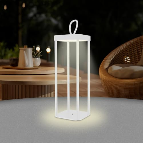 BEPER P207ILI101 Lampada da Tavolo LED Senza Fili, Luce LED Calda, Intensità Regolabile, Lampada da Esterno e Interno Ricaricabile, IP44, USB Type-C Inclusa, Autonomia 12 Ore