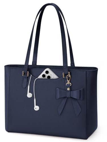 KTMOUW Handtasche Damen Groß Shopper Tasche Damen Wasserdichte Leder Tote Bag Arbeitstasche Schultertaschen Umhängetasche Henkeltasche für Business Büro Schule Blau