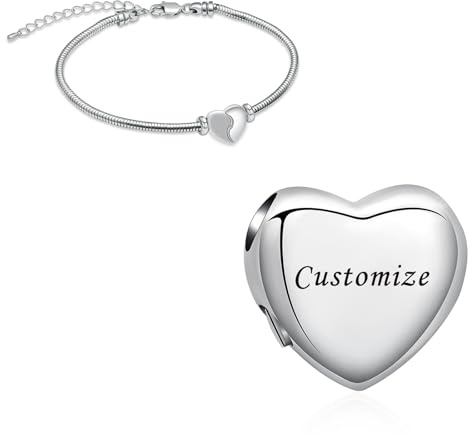 AIWENXI Herz Kremation Armbänder für Asche Schleifen Herz Urne Armband für Männer Frauen Edelstahl Erinnerungsstücke Memorial Haustier Asche Armband Schmuck