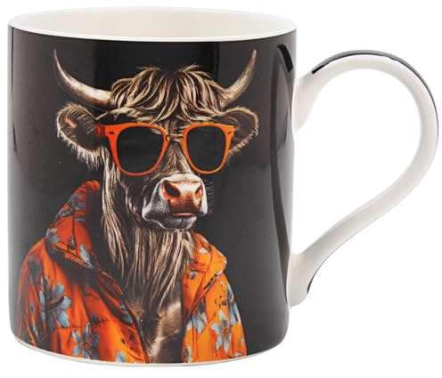 Lesser & Pavey Urban Art Highland Cow Mug | Hot & Cold Drinks, Fine China, Home & Office, Comfortable, Easy-To-Hold
