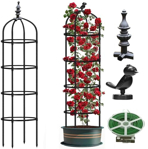 2 Stücke Rosensäule, Obelisk Rankhilfe Garden, Rosen Rankgitter Metall, Abnehmbar Ranksäule, Witterungsbeständig, freistehend, für Rosen, Clematis, Tomaten, 25cm*90cm/9.8*37.4,25cm*120cm/9.8*47.2