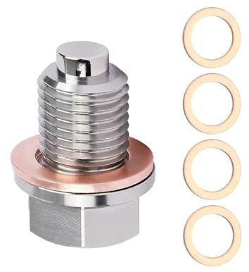Xibao Auto Ölwechsel Set,Magnetische ölablassschraube,Magnetische Dichtung Ablassschraube Edelstahl Mit Dichtringen,Ölwannenwanne Aus Rücklaufablassschraube Adapter,Geeignet für Autos Boote (M14x1.5)
