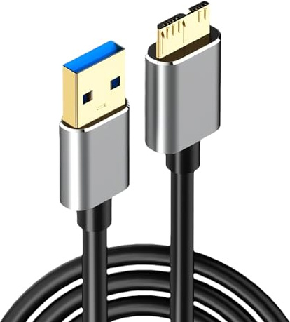 2M USB 3.0 A to Micro B Hard Drive Cable 5Gbps Braided External Cable for Western Digital WD My Passport Seagate Expansion Toshiba Canvio LaCie Samsung Galaxy S5 M3 Note 3 and more