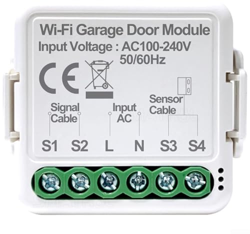 GLFLOW Smart WiFi Garage Door Opener Switch For Voice And App Control, Remote Monitoring, Easy Installation, White