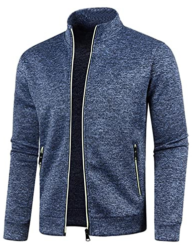 Sweat Zippé Homme Veste Sport Vestes en Tricot mi Saison Coupe Vent Running Jacket Col Mao Bombers De Randonnée Survêtement Respirant Aviateur Couleur Unie Blouson Minimaliste Vetements M-5XL