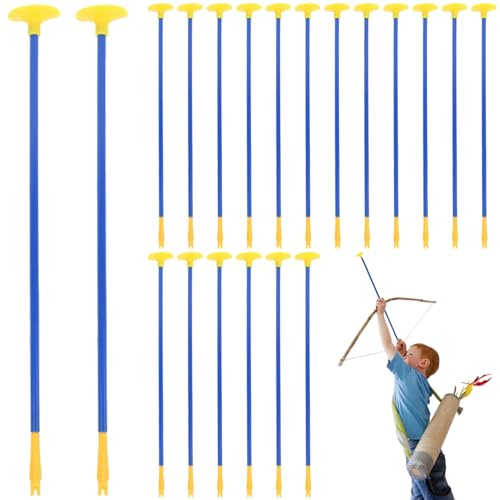 SHITOOMFE Arrows for Kids, 20Pcs Suction Cup Arrows Replacement 16.54 Inch Long for Kids Well-balanced Lightweight Reusable Archery Toy Outdoor Indoor Sports for Boys Girls