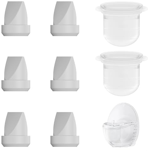 8PC M6 Breast Pump Replacement Accessories, Including 6pcs Gray Duckbill Valve and 2pcs Diaphragms for Momcozy Mobile Style | M6, Replace for Momcozy Pump Parts, Not Original Parts, 8PC Gray