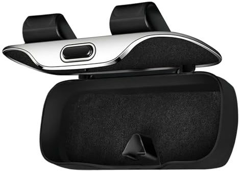 OlyPegic Car Sunglasses Holder for Sun Visor, Premium ABS Push-Button Sunglasses Storage with Flocked Lining, Dust-Proof Car Glasses Holder (Grey)