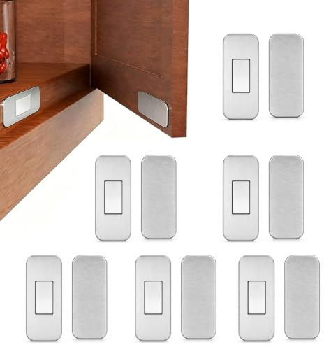 Kemay Magnetic Door Catch, 6 Pack Ultra Thin Cabinet Door Magnets, Strong Magnetic Catches for Cupboards, Adhesive Small Drawer Magnet Latch for Wardrobe Closet Kitchen Sliding Door Closure