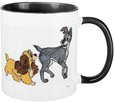 Funny Coffee Mugs for Women Lady the Tramp Walking Looking at Each Other Mug Gifts for Chrimstas Unique Presents Ceramic Mug Cup 11oz