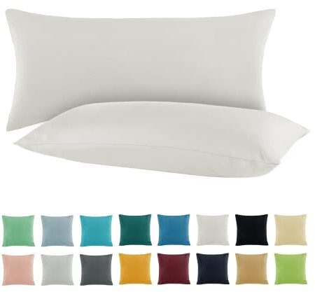 SHC by BaSaTex 2er Pack Jersey Kissenbezüge Kissenhüllen | Kopfkissenbezug aus 100% Baumwolle | 40x60 cm Nackenkissen Bezug | Farbe Weiß