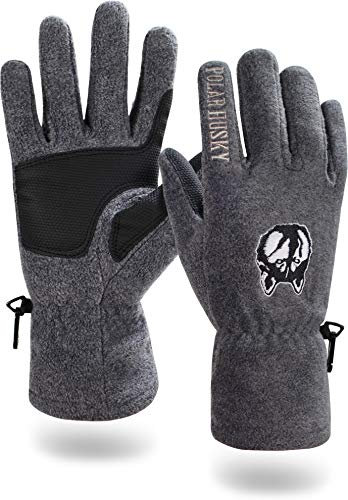 Polar Husky Fleecehandschuhe für Damen und Herren mit verstärkter Handinnenfläche (S-3XL) Farbe Grau Größe L