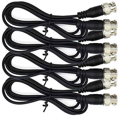 ANVISION Starthilfekabel BNC-Stecker auf BNC-Stecker, mit schwarzem Stecker, für CCTV DVR auf TV-System, 1 m, 4 Stück