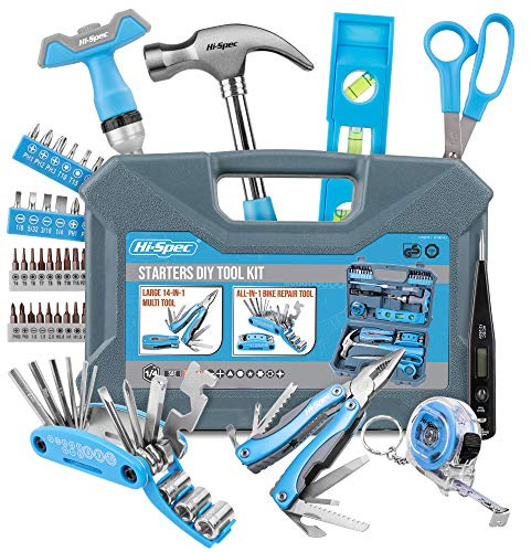 Hi-Spec 48pc Starters Basic DIY Tool Kit Set with Outdoor Bike Multitools for Home, College & Travel