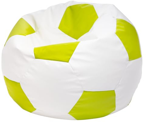 Ecopuf Sitzsack Ball - Bean Bag Ball - Sitzsäcke fur Gaming Sack - Zubehör für Fussball Fans - Öko-Leder - 65x45cm, Apfelgrün E16