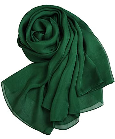 Forever Angel Luxus Damen Georgette Seidentuch 100% Seiden-schals Stola Halstücher Jadegrün Maße 98.4 x 53 / 250cm x 135cm