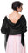 Damen-Schal, Stola, aus Seide, Wrap, Pashmina, für Hochzeit, Abend, Zeremonien, Partys, 180 cm x 70 cm, Schwarz , 180*70CM