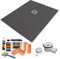 1400 x 900 x 25mm Rectangular Shower Tray with Offset Drain and Tanking Kit