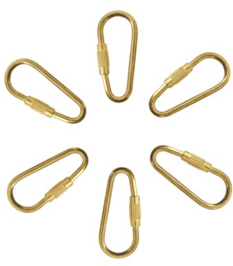 EPRHAY Brass Cable Key Chain Hook Carabiner Screw Lock Quick Link Lock Carabiner Key Ring for Hiking Camping Accessories DIY Key Rings Hanging Crafts Pack of 6