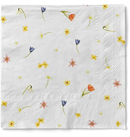 Sovie HORECA Serviette Tissue 33 x 33 cm, saugstarke & hochwertige Einweg-Servietten | ideal für Hochzeit & Feiern im Frühling & Sommer, Streublumen-Design, 100 Stück, BETTY