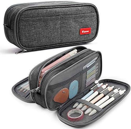 Vnieetsr Federmäppchen Farbe Bleistiftetui Große Aufbewahrung Bleistift Tasche Handheld tragbare Büro Briefpapier Tasche Geeignet für High School College Generation Mädchen Jungen Teen Geschenk(Grau)