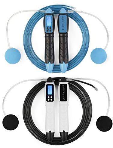 Bramble - 2 Stück Springseile mit Digitaler Anzeige & Zähler - Speed Rope, Fitness Hüpfseil mit Kalorienzähler & Kugellager für Männer & Frauen