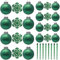 SLEETLY Green Baubles for Christmas Tree Decorations, Shatterproof Plastic 60mm and 80mm Glitter Snow Balls, Icicles and Snowflakes, Ornament Set of 32