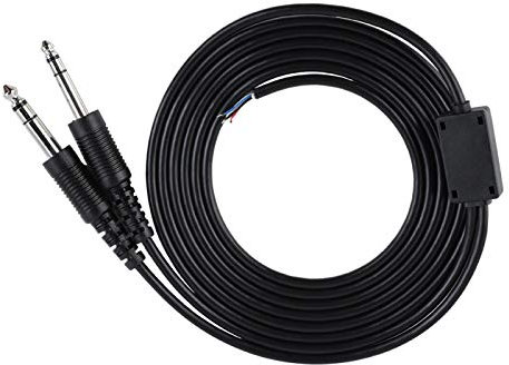 Demeras Câble Audio Câble de Remplacement de Casque d'aviation 3/16 Pouces et 1/4 Pouces Double câble de Prise GA pour Casque d'aviation Bricolage