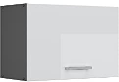 Vicco Hängeschrank R-Line, hängender Küchenschrank, Weiß Hochglanz/Anthrazit, 60 cm Flach