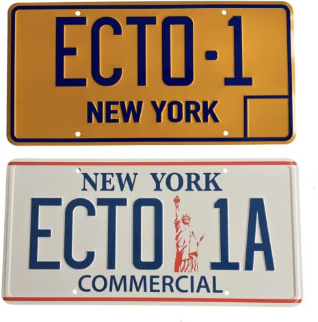Ghostbusters ECTO 1 und ECTO-1A New York Prop Nummernschild 2 Stück (300 mm x 150 mm)