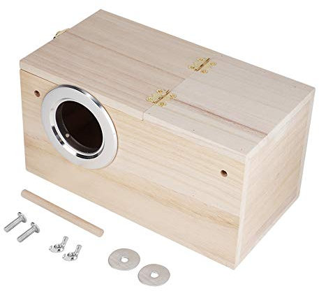 Papageien-Paarungsbox, Wellensittich-Holz-Zuchtbox Sittich-Nistkasten Qualitäts-Vogelhaus für Kakadu-Wellensittich-Fink-Kanarienvögel und mittelgroße Vögel(Linke Öffnung)