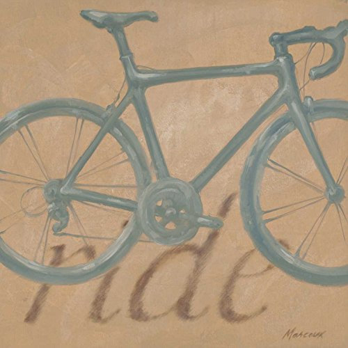 Bild auf gerollter Leinwand, Motiv Ride Marcoux Julianne, quadratisch, Kunstdruck, Fahrrad, Sport, Nostalgie, Typographie, Blues, Leinwand, Kunstdruck, 33_X_33_in