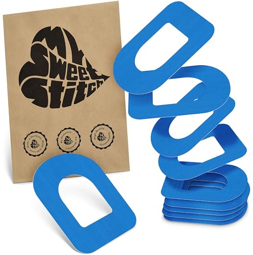 MySweetStitch 10 Ringpatches für Omnipod 5/DASH/EROS oval Blue | Stabilisiert ablösende Ränder, Mitte bleibt frei, wasserfest und flexibel, bis zu 3 Tage Halt