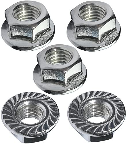 AERZETIX - C49661 - Juego de 5 tuercas hexagonales con brida dentada M10 - Ø exterior 21mm - en acero inoxidable A2