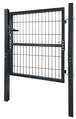 YUENFONG 100x100cm Gartentor Anthrazit, Gartentür Zauntor, Zauntür Metall Hoftür Gartenpforte Gartenzaun inkl. Schloss