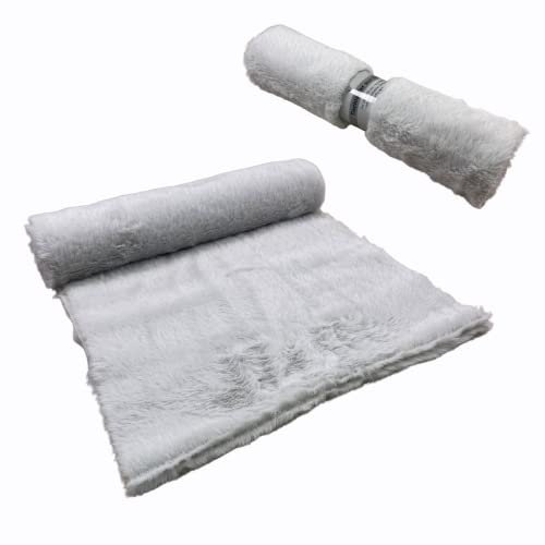 Felloptik Tischband 28 x 200 cm – Flauschiges Dekoband aus Kunstfell für vielseitige Deko-Ideen (Hellgrau)