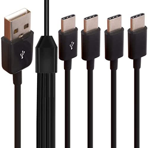 Multi USB C Y Splitter Charging Cable, 4 in 1 USB 2.0 A Male to 4 Type C Male Cord for Any USB C Powered Device (30cm)