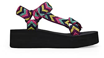 BOSANOVA Sandalias Deportivas confeccionadas en Material Textil étnico con Suela en Goma eva de Plataforma de 4,5 cm. Cierre fácil. Calzado para Mujer Lila 41