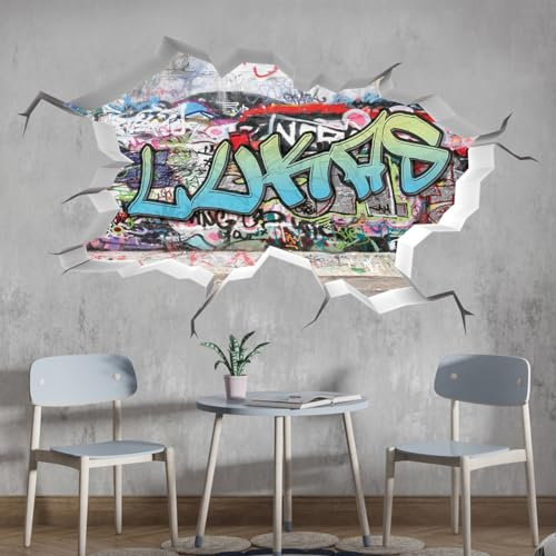tjapalo® p49xx 3D Wandtattoo Graffiti Name Wandaufkleber Kinderzimmer Junge wandtattoo Teenager Cool Wandtattoo Kinderzimmer Name, Größe: B100xH58cm