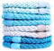 AXEN 8PCS Elastic Hair Tie for Women Girls, Cotton Bands Soft Woven Ponytail Holders for Thick Hair and Curly Hair, Blue Series