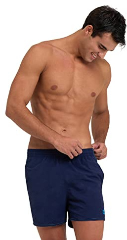 ARENA Bywayx R Men's Sea & Pool Swimsuit, Recycled Quick-Dry Fabric, Mesh Briefs, Side Pockets, Navy-Turquoise, XXL