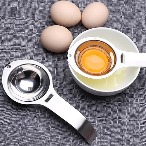 2Pcs Separador de Yema de Huevo de Acero Inoxidable, Material de Seguridad de Grado Alimenticio Divisor de Huevo Yema de Huevo Separador Cuchara Herramienta de Cocina, Filtro Herramientas de Horneado