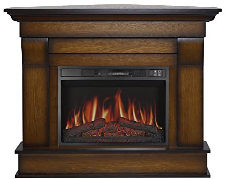 ArtiFlame Chimenea eléctrica de esquina de pie con calefacción ALBION AF23S LED Wenge con sonido, 12 modos de calefacción, temporizador, efecto de llama real, 3 niveles de brillo, control remoto