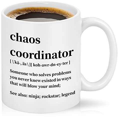 Cabtnca Chaos Coordinator Gifts, Chaos Coordinator Mug, Boss Day Thank You Gift for Women, Boss, Coworkers, Employee Appreciation, Nurse, Teacher, Principal, Funny Coffee Mug, 11 Oz White